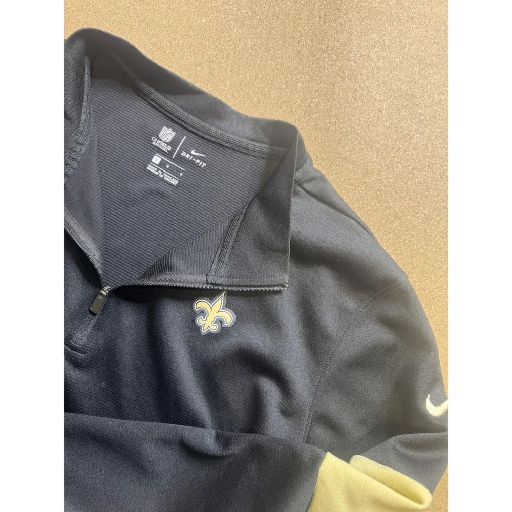 Nike Men's NFL New Orleans Saints Dri-FIT Quarter Zip‎ Pullover Black Gold L $89